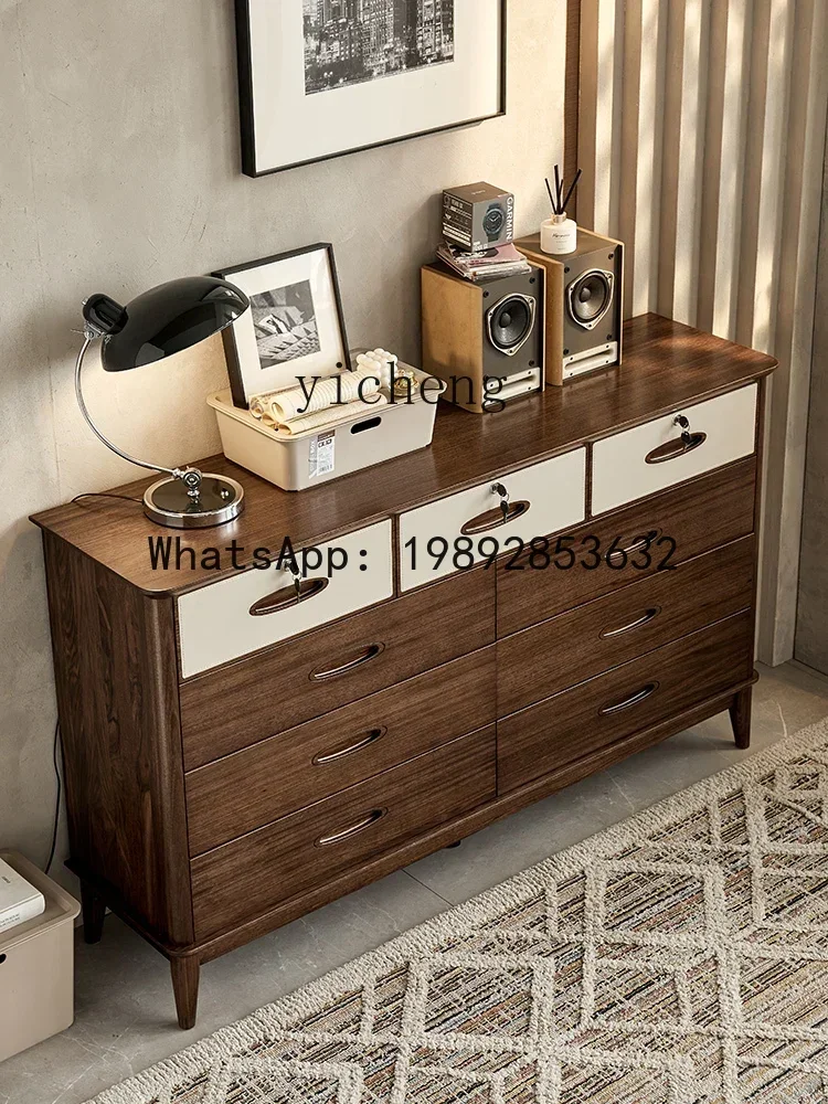 

b2 Solid Wood Chest of Drawers Ugyen Wood Five Six Nine Bucket Cabinet Bedroom Storage Home High TV Cabinet