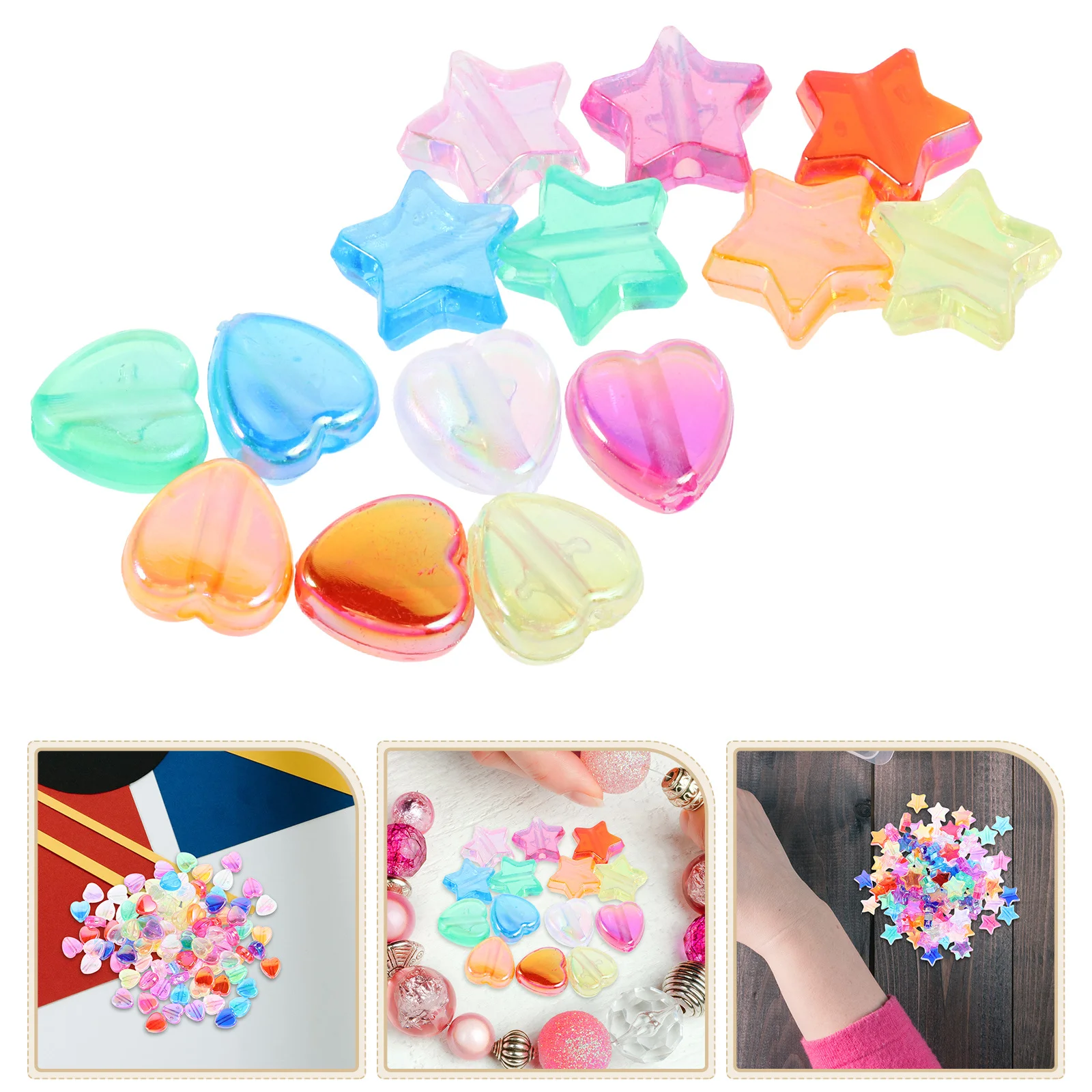 

600 шт. акриловые бусины в форме звезды и сердца, блестящие подвески, сделай сам, бусины для изготовления ювелирных изделий для детей и взрослых, ремесленные проекты, милый браслет, подвески