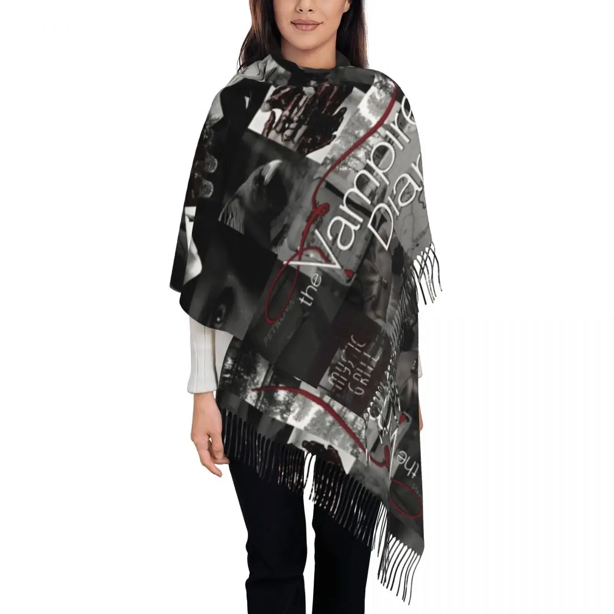 

The Vampire Diaries Damon Salvatore Scarf for Womens Fall Winter Pashmina Shawl Wrap Long Large Shawl Scarf for Evening Dress