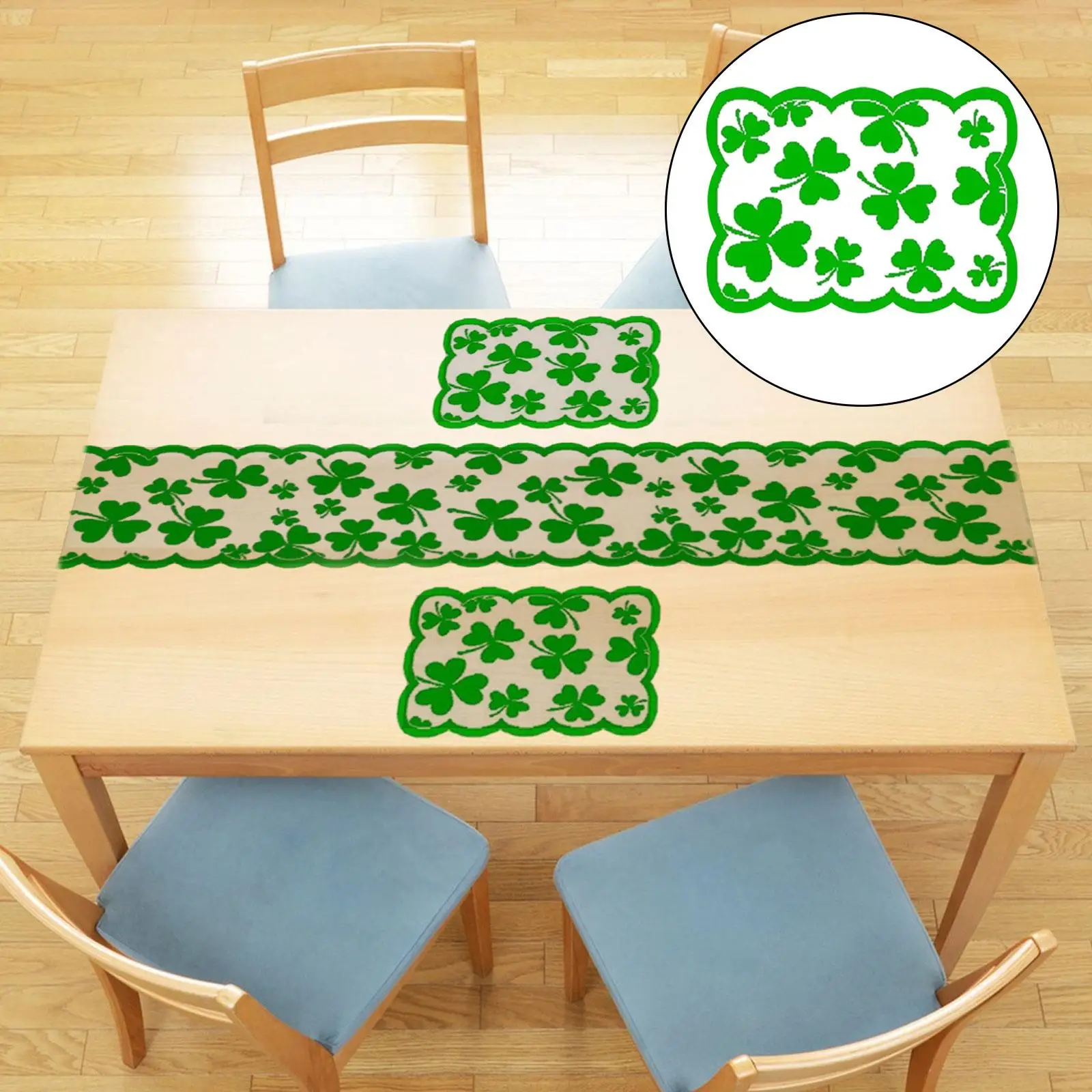 Placemat Lace 45x30cm Ornament Durable ST Patricks Day Decoration Green Festival for Home Party Hotel Bar Holiday Dinner