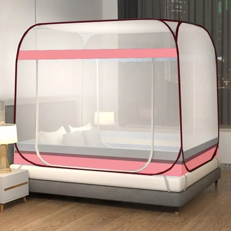 

Fashion Pure Color Foldable Mosquito Net Free Universal Installation Yurt Mosquito Net Summer Household Double Door Mosquito Net