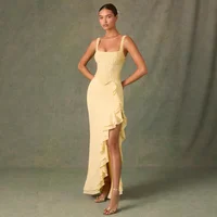 Novedad de verano europeo y americano, vestido informal con volantes y retales de punto con lentejuelas para mujer