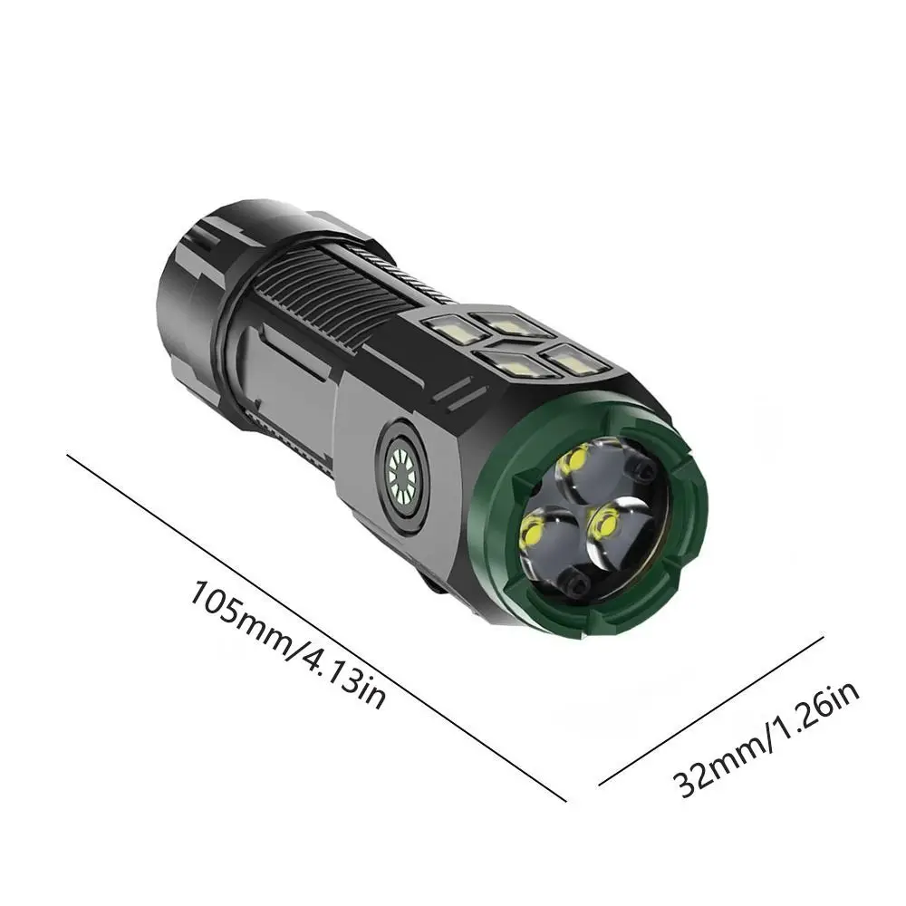 Senter Mini Super terang tiga mata ledakan, senter kecil lampu sorot tahan air klip lampu memancing