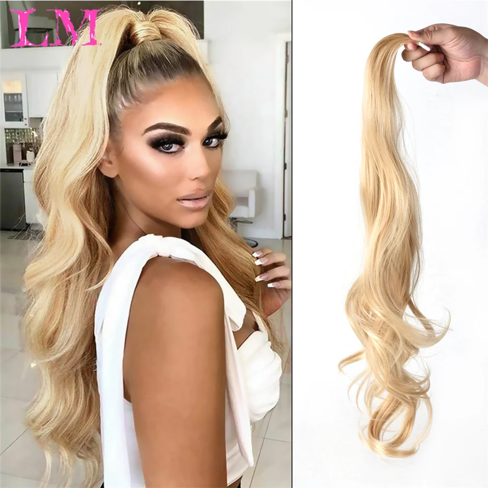 

32 Inch Wave Flexible Wrap Around PonyTail Long Fake Tail Hair Extensions for Women Synthetic Natural Wavy Hairpiece Pony Tail