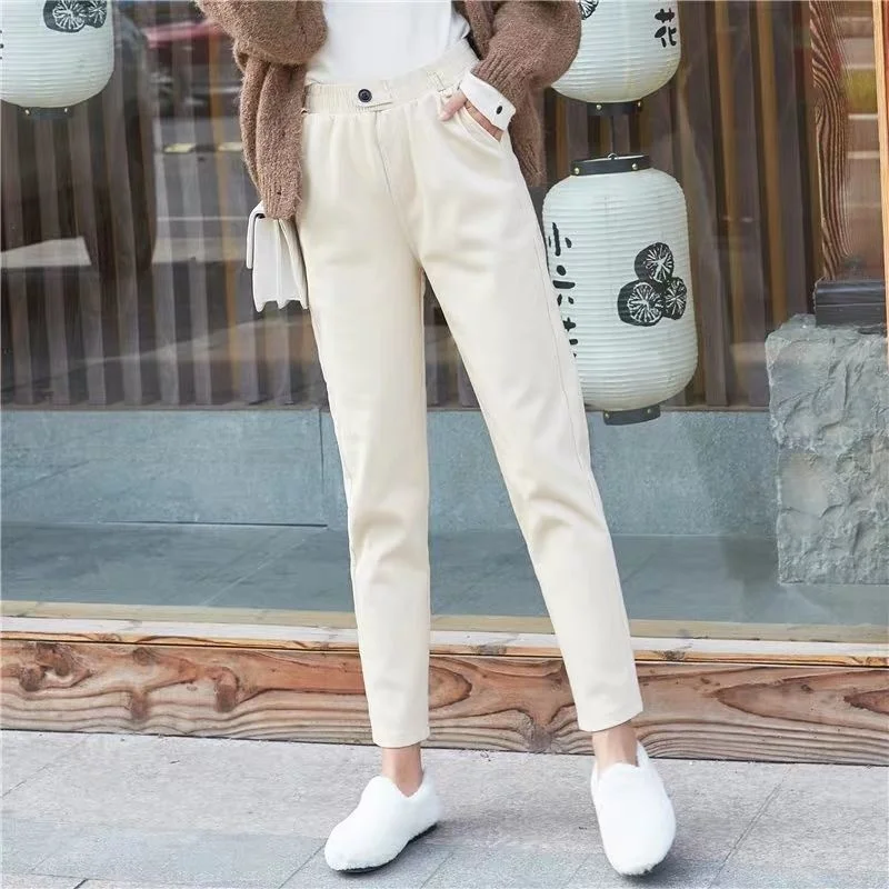 2023 Autumn Harem Pants For Women Casual  Loose High Waist Calf-LengthPants Female Streetwear Solid Color Cropped Trousers