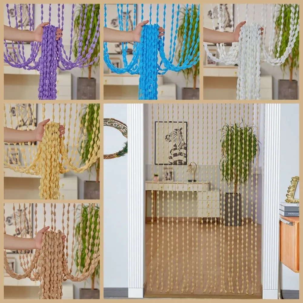 Room Divider Door Curtain Beaded String Curtain Solid Color 1*2M Beaded Door Curtain Tassel Tassel Window Curtain Home Decor