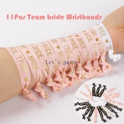 11Pcs Bachelorette Party Wristbands Team Bride Gilding Bracelet Bride To Be Hair Ties for Wedding Bride Hen Party Decoration