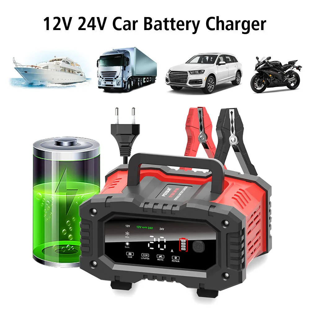 

20A/10A 12V/24V Fully Automatic Lithium AGM GEL Lead-Acid LiFePO4 Battery Chargers Car Motorcycle Battery Charger Smart Charger