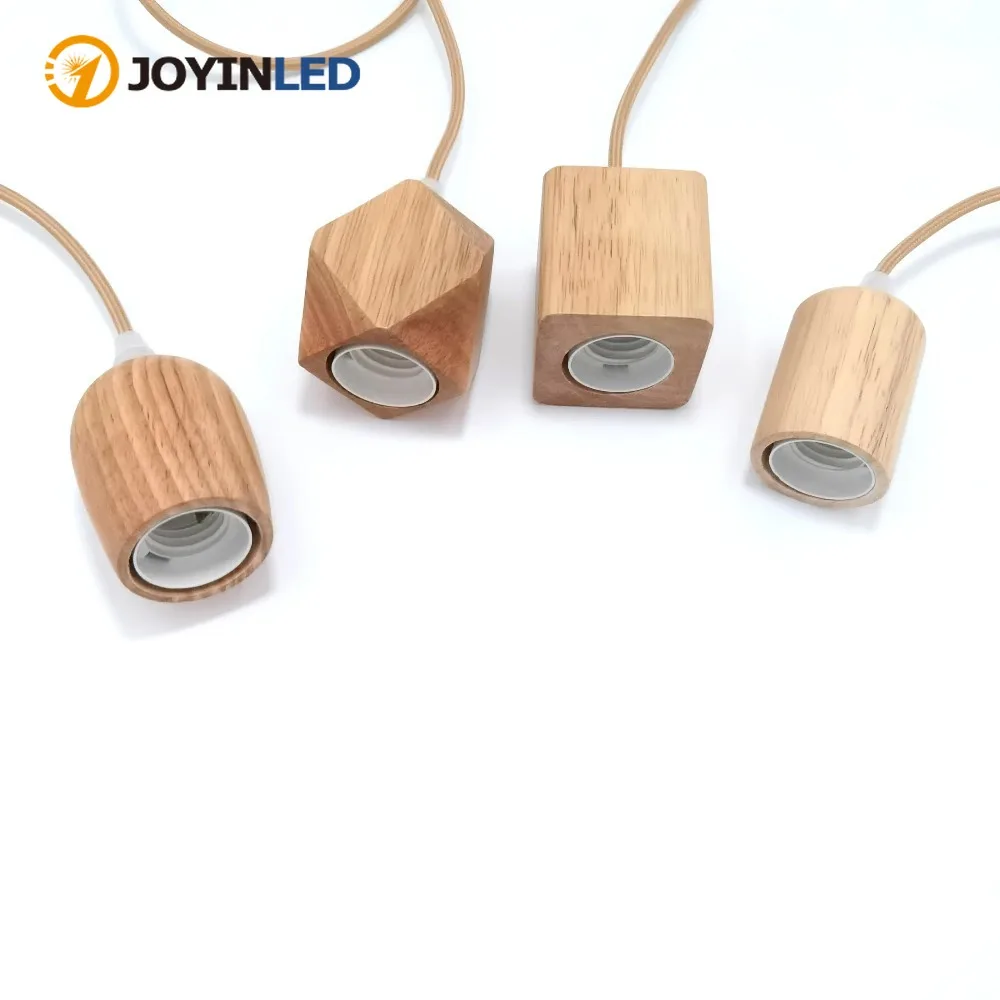 JOYINLED Wood Pendant Lamp E27 Wooden Pendant Lights Bedroom Home/living Room Decor Natural Color Vintage Hanging Lights Fixture