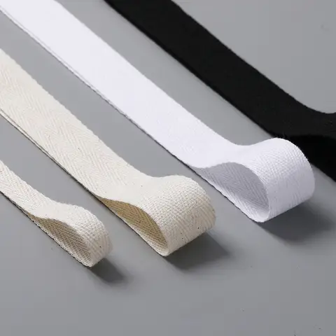 5yards 10/15/20/25/30/40/50mm Cotton Herringbone Webbing Tape Beige/White/Black High Tenacity Twill Binding Ribbon For Garment