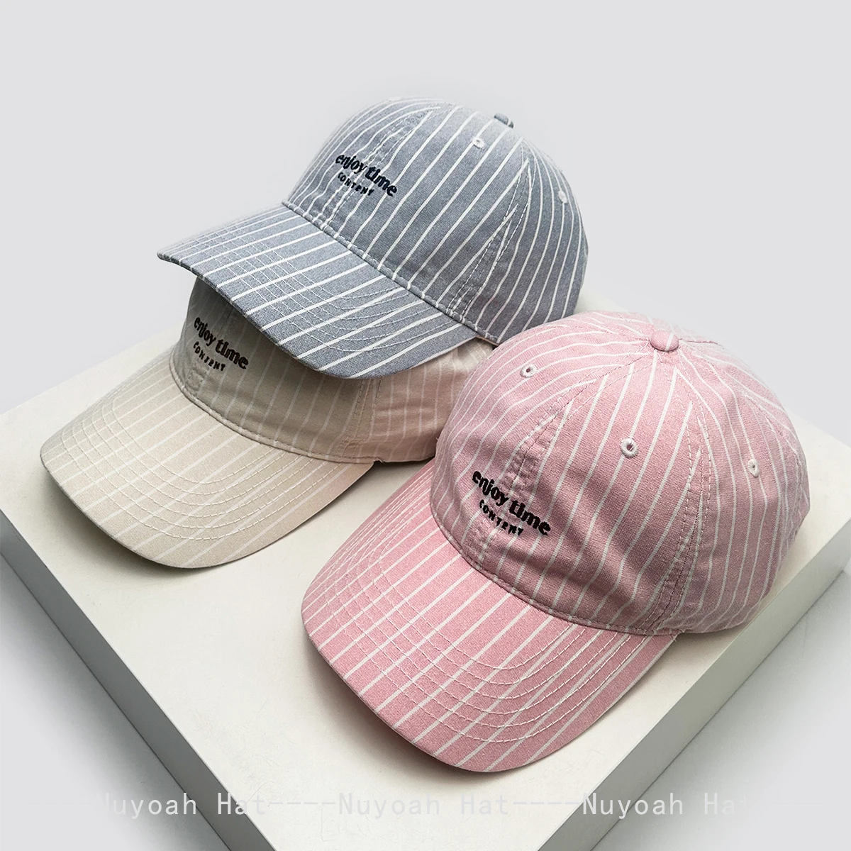 

New Men Women Korean Embroidered Letters Striped Baseball Hats Sunshade Personal Versatile Casual Peaked Caps Fashion Travel ins