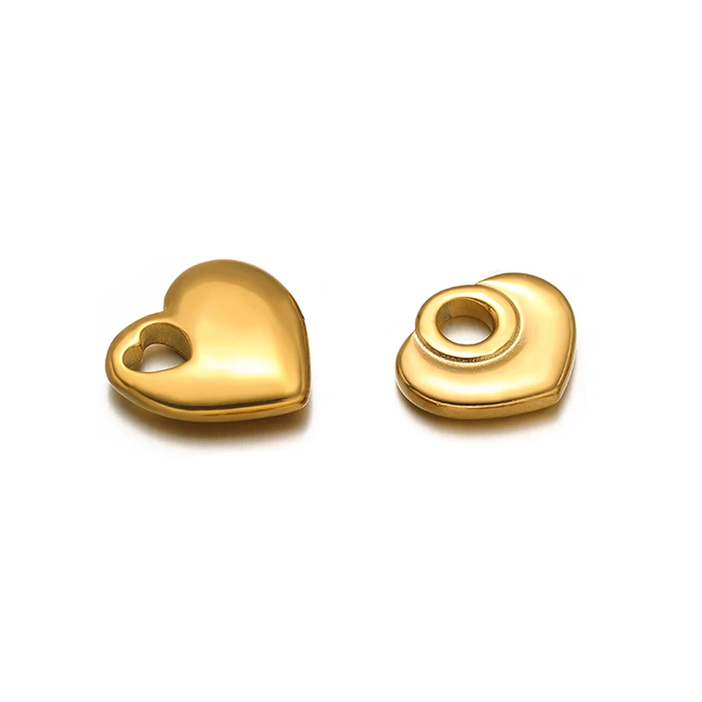 5 uds. De colgantes de corazón de oro PVD de acero inoxidable, dijes para collar, pulsera de moda, pendientes, joyería DIY, accesorios para hacer ropa