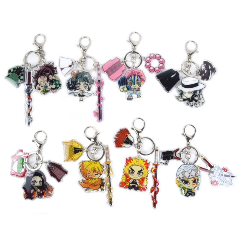 Demon Slayer Giyu Tomioka Tanjiro Kamado Tokitou Muichirou Keychain Anime Peripheral Cut Backpack Key Pendant Kawaii Goods Gift