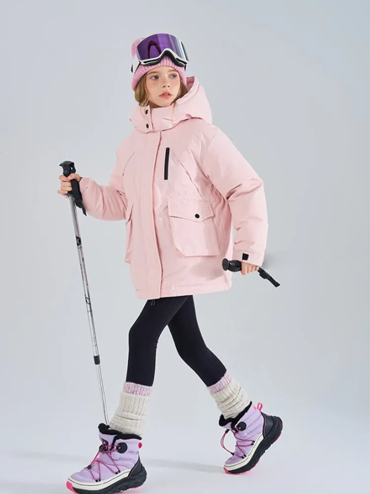 Mädchen-Skijacke mit Kapuze, Winterparka, dick, warm, wasserdicht, Kinder-Schneejacke, winddicht, Outdoor-Skijacke für Kinder von 5-14 Jahren, A5120 – Detail 12