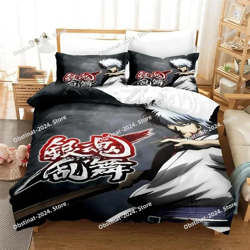 

3D Printed Anime Gintama Gintoki Sakata Printed Bed Set Duvet Cover Pillowcase Bedding Set Bed Linen Sheet Quilt Cover Full Size