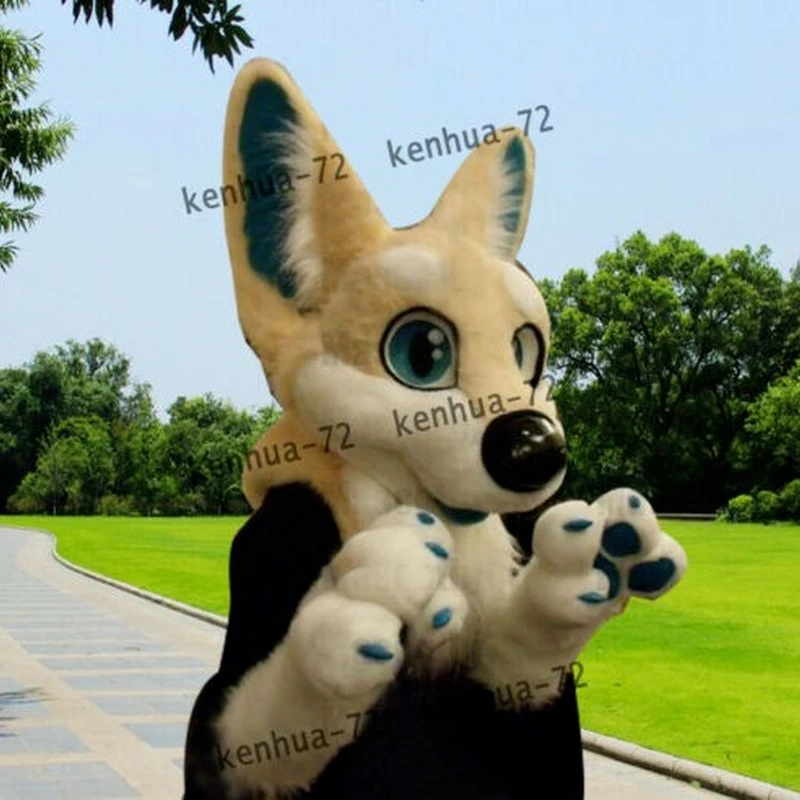 

Long Fur Husky Dog Head Paw Fox Mascot Costume Fursuit Halloween Cosplay Furry Cosplay Cartoon Props