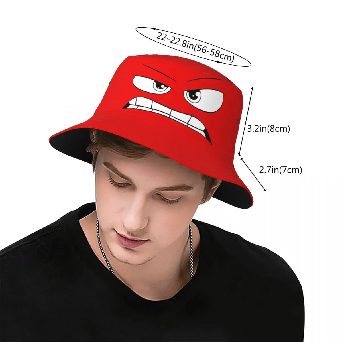 Summer Panama Hats Cartoon Inside Out 2 Anger Face for Men Women Fisherman Cap Reversible Cotton Bucket Hat Fisherman Hat