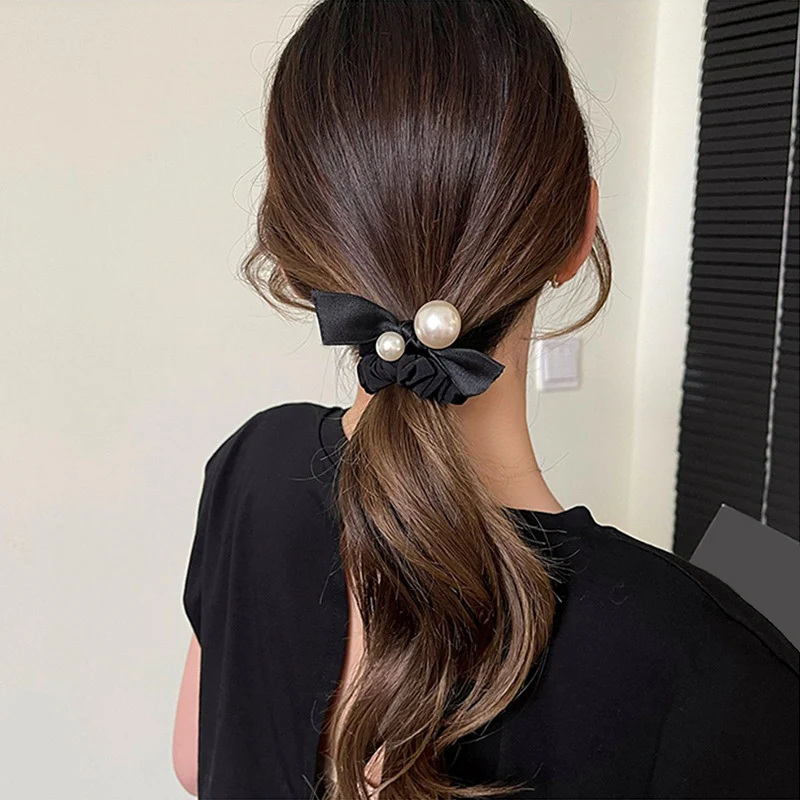 1Pcs Fashion Minimalist Artiricial Pearl Hair Scrunchies Elastic Hair Band For Women Girls Ponytail Hair Accessories Headband