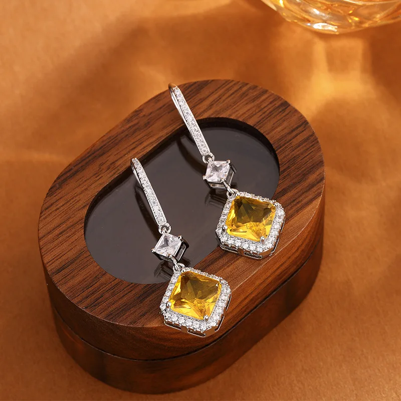 

Luxury Emerald CZ Square Earrings | Gold Plated Sterling Silver Vintage Drops | Elegant Statement Jewelry for Women