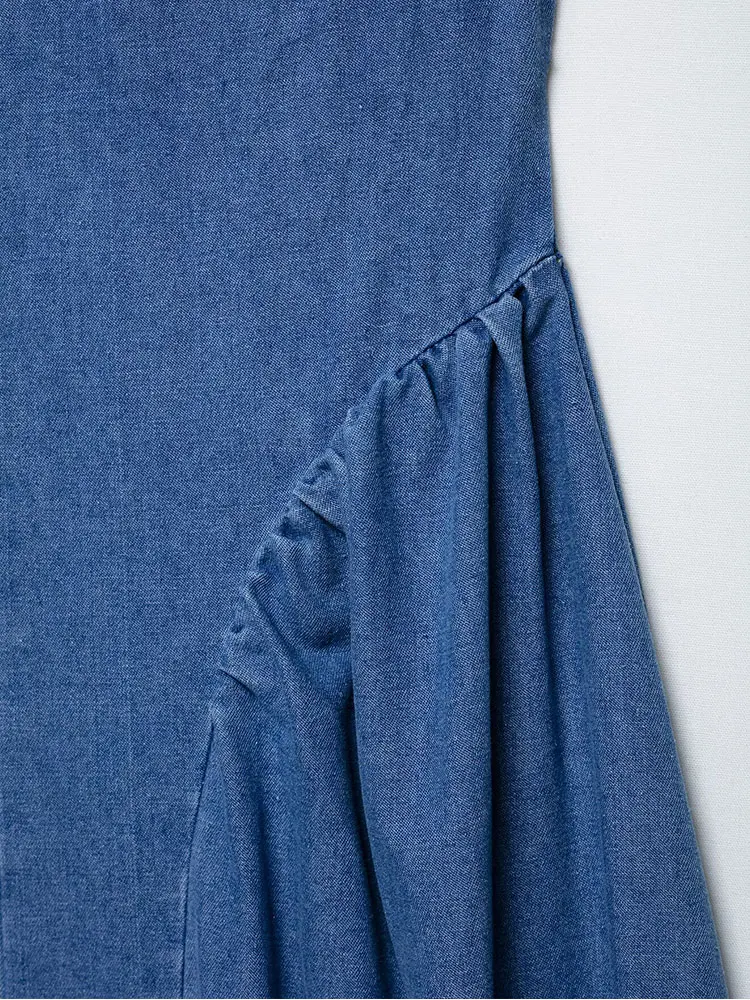 فستان نسائي صيفي أنيق طويل من قماش الدنيم موديل 2025 بدون أكمام بدون ظهر للحفلات فستان أنيق للعطلات