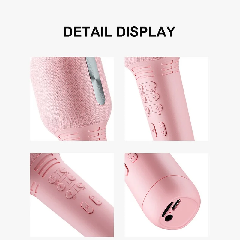 ميكروفون كاريوكي لاسلكي بلوتوث 5.0 USB مكثف محمول باليد ميكروفون محمول مكبر صوت احترافي صغير المنزل KTV لاعب الغناء