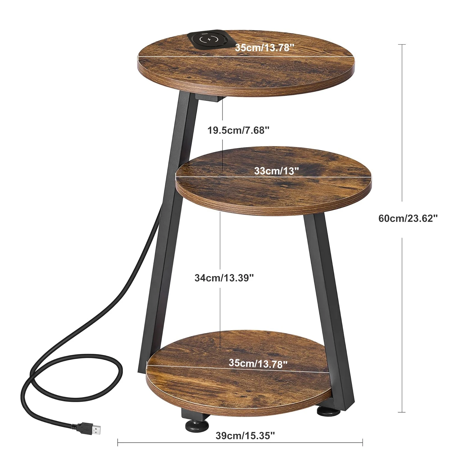 AnneFish Coffee Table with Wireless Charging And USB Ports Snack Sofa Table For Small Area Bedside Table for Living Room