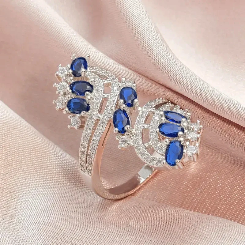 Huitan Gorgeous Women Rings White/Garnet/Purple/Blue Cubic Zirconia Aesthetic Bridal Rings for Wedding Party Drop Ship Jewelry