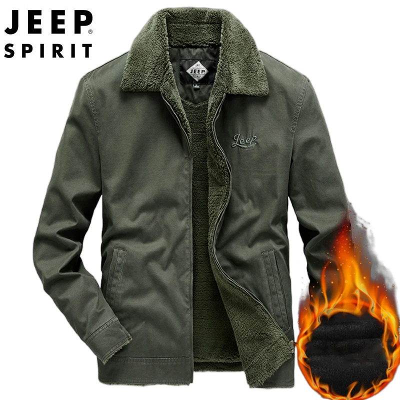 JEEP SPIRIT jacket men autumn winter loose tooling outdoor leisure fashion cold-proof warm all-match coat pure cotton clothes