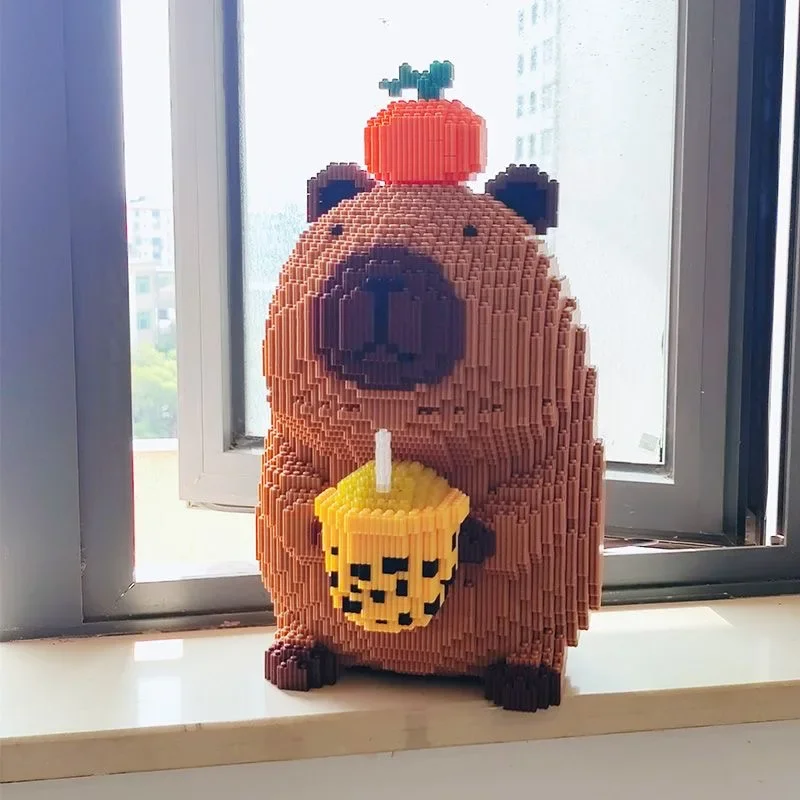 Juego de pareja de Capibala de gran tamaño, rompecabezas de dibujos animados para niños, bloques de construcción, juguete de ladrillo de partículas pequeñas, regalo de cumpleaños para niños y adultos