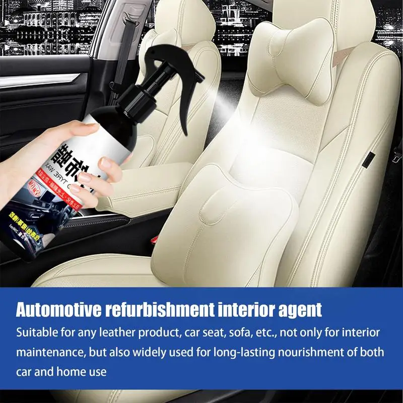 Car Plastic Refurbishment Restorer Polish Leather Cleaner Spray Black Gloss 200ml Interior Plastic Renovator Car Accessorie