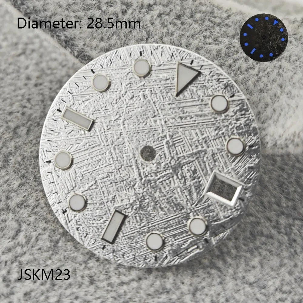 NH35 ダイヤル 28.5 ミリメートル隕石模様のダイヤル nh35 ブルー発光日本 NH35 自動運動 watchmods はロゴをカスタマイズすることができます