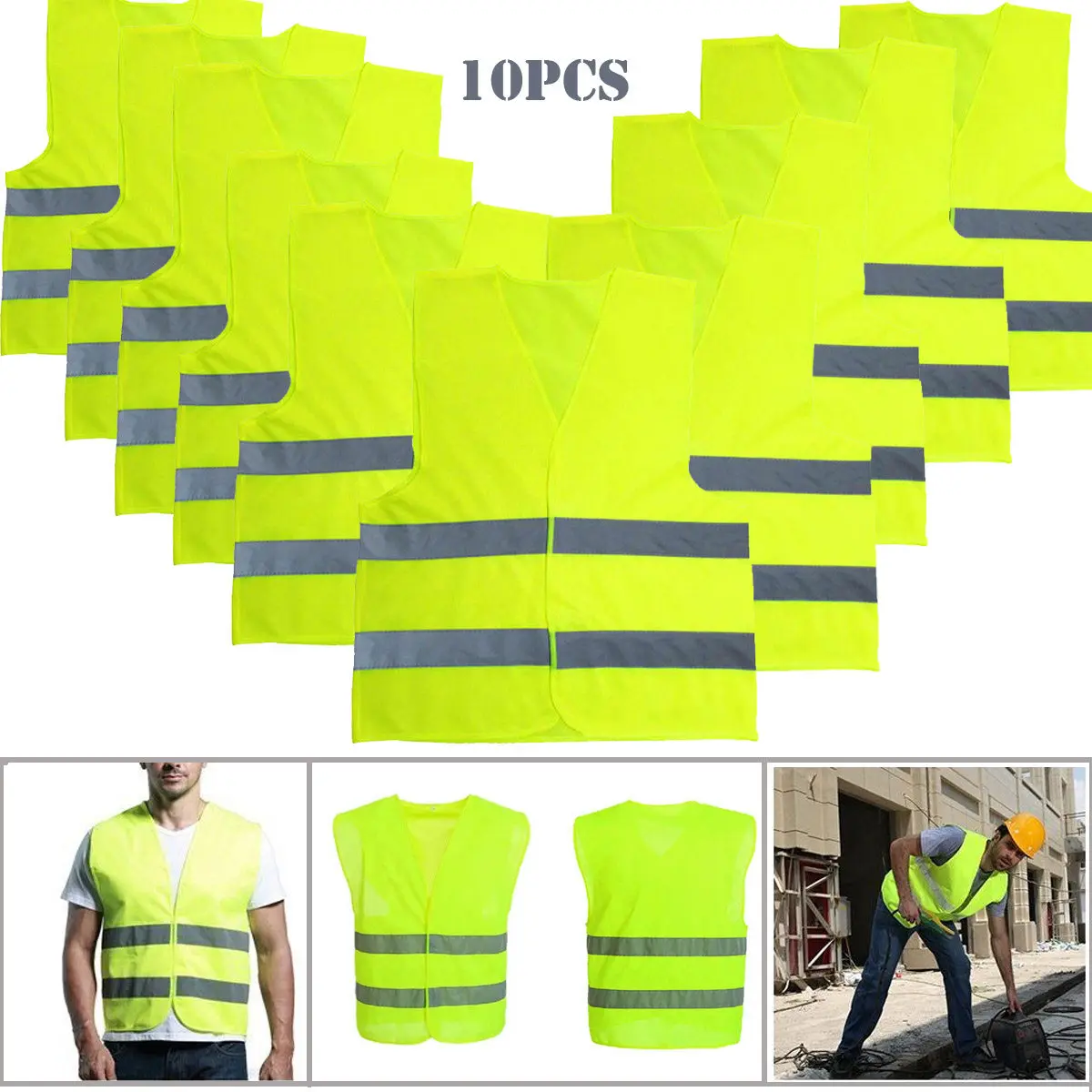 10pcs-reflective-vest-high-visibility-safety-vest-fluorescent-yellow-for-construction-roadside-emergency-cycling-unisex-workwear