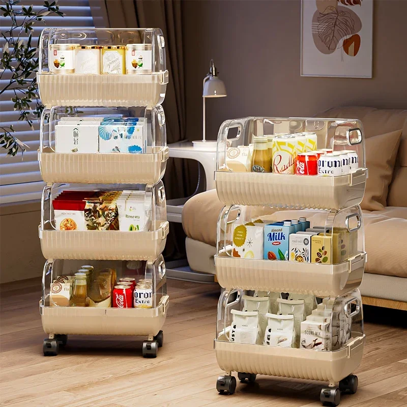 Multi-layer storage cabinet, trolley rack, living room toy snack locker, movable floor storage cabinet under table