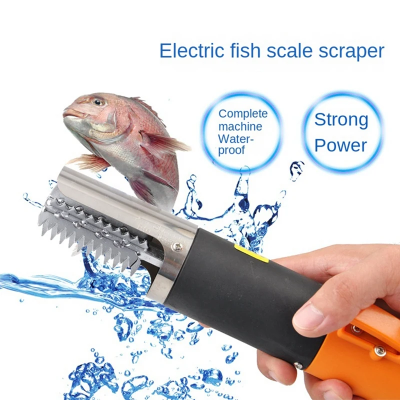 Electric Fish Scaler 6800Forward And Reverse Fish Scale Remover Seafood Tool Cleaner Waterproof Portable Cleaner Eu Plug Orange