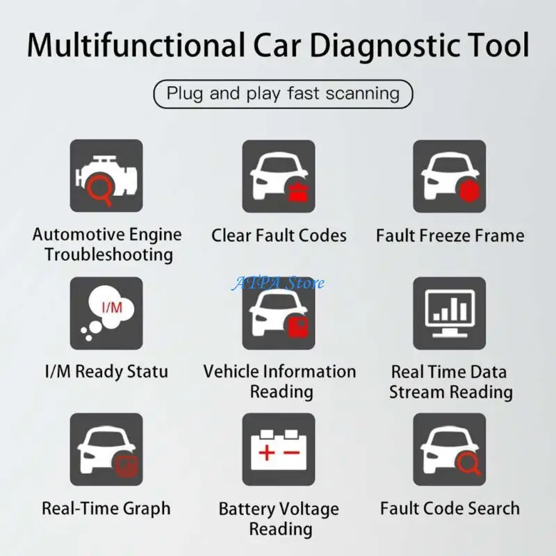 

U13C Reliable Car Engine Code Readers With 8 Language Option For Most OBD2 Vehicles