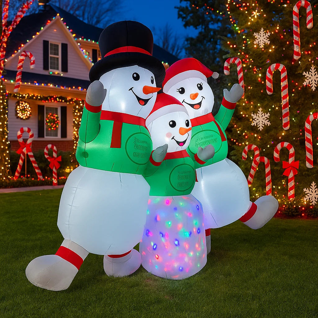 2.4 متر/7.8FT نفخ ثلج الأسرة أضواء خارجية LED ديكورات المنزل اللعب ساحة عيد الميلاد الحلي في الهواء الطلق نفخ الزينة #4