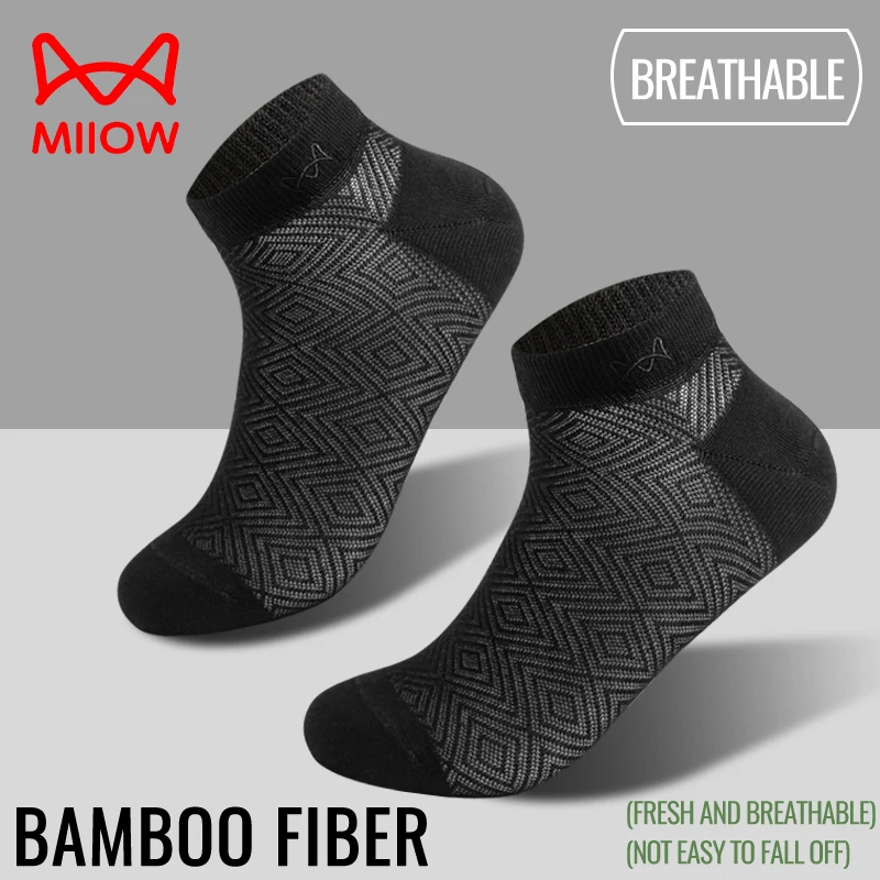 MiiOW Sock Antibacterial Bamboo Socks Men Summer Ice Silk Thin Short Socks Anti Odor Deodorant Breathable Business Ankle Sock