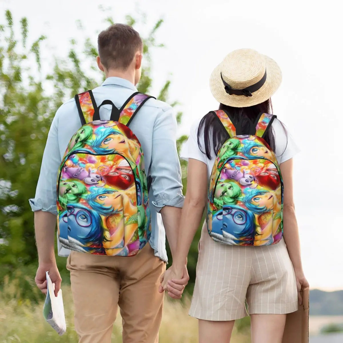 Mochila de lona con 2 personajes para niño y niña, morral escolar con diseño de Anime, Humor, para guardería y preescolar