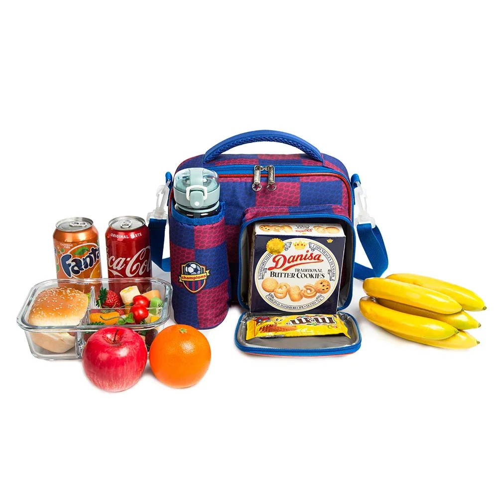 حقائب الغداء المدرسية الابتدائية للأطفال مجموعة كاملة حقائب اليد للأولاد صندوق الغداء مع جيوب الزجاجات ملحقات الغداء للأطفال #6