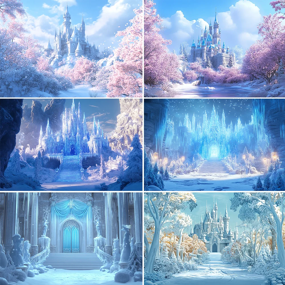 

Winter Frozen Party Supplies Background Decoration Frozen Snow Flower Photography Banner Winter Wonderland Snow Background