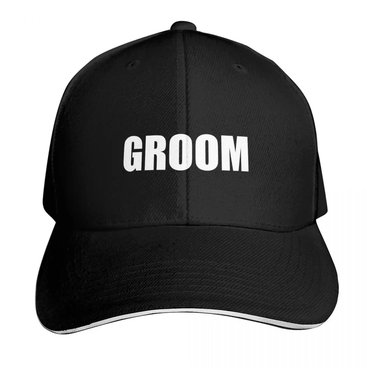 GROOM, White text Baseball Cap Anime Hat Luxury Hat fashionable Golf Wear Men Women's
