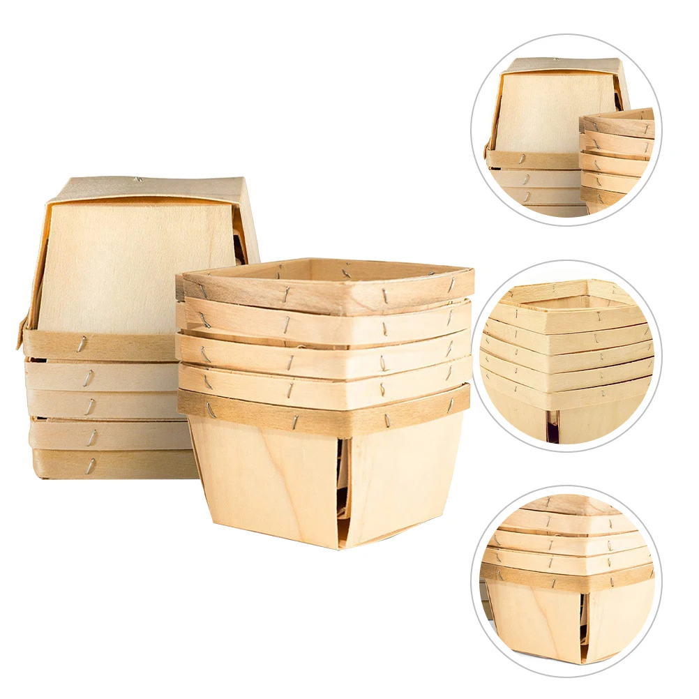 

10pcs Wooden Fruit Basket Kitchen Vegetable Storage Baskets Veggie Berry Bread Holder Long Lasting Home Decor Organizer