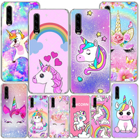 Pink Unicorn Rainbow Phnoe Case for Huawei P30 P40 P20 P10 Lite P50 Mate 20 10 Pro P Smart Z 2019 2021 Unique Cover Coque