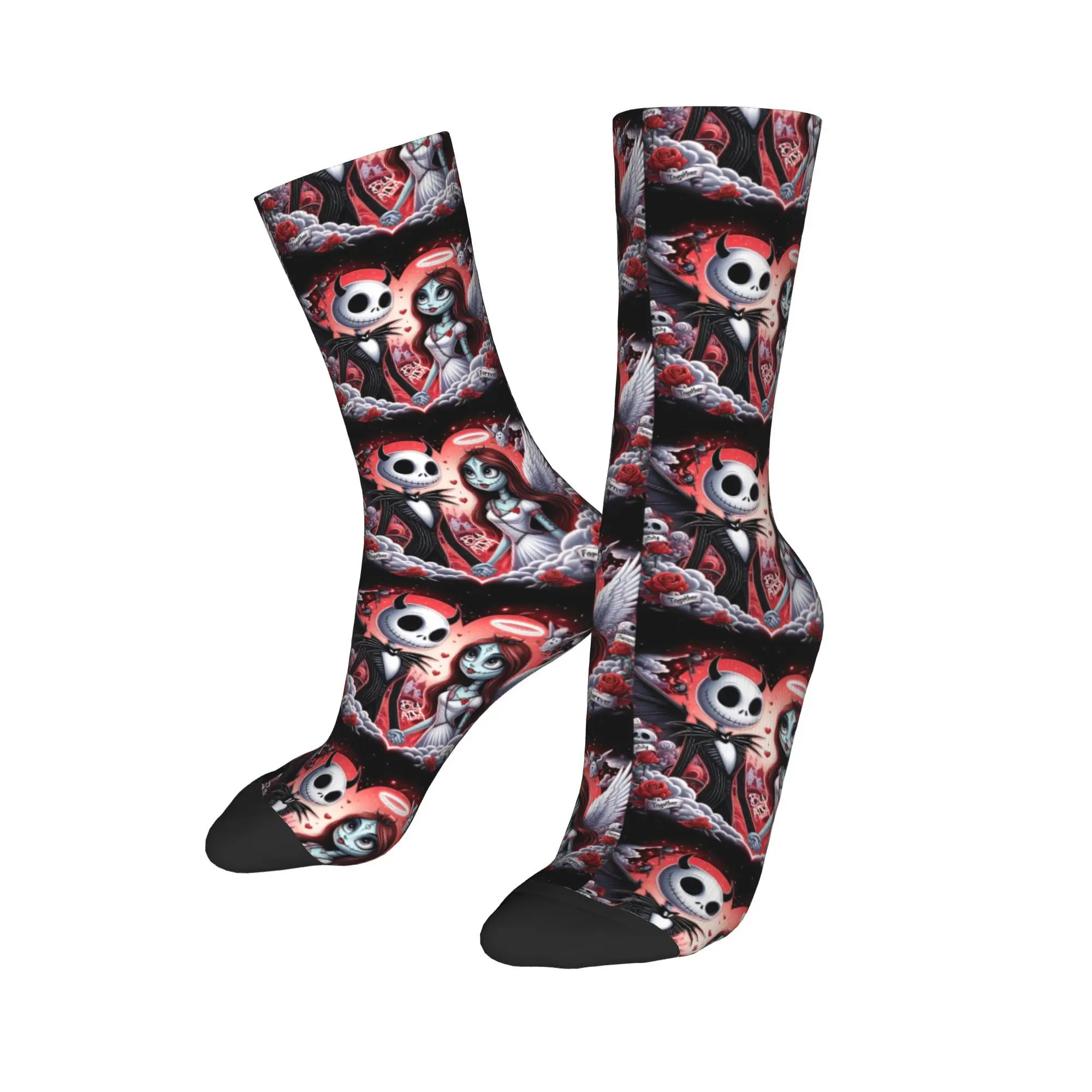 Custom Halloween Nightmare Before Christmas Mens Crew Socks Unisex Fun 3D Printing Jack Skellington Love Dress Socks