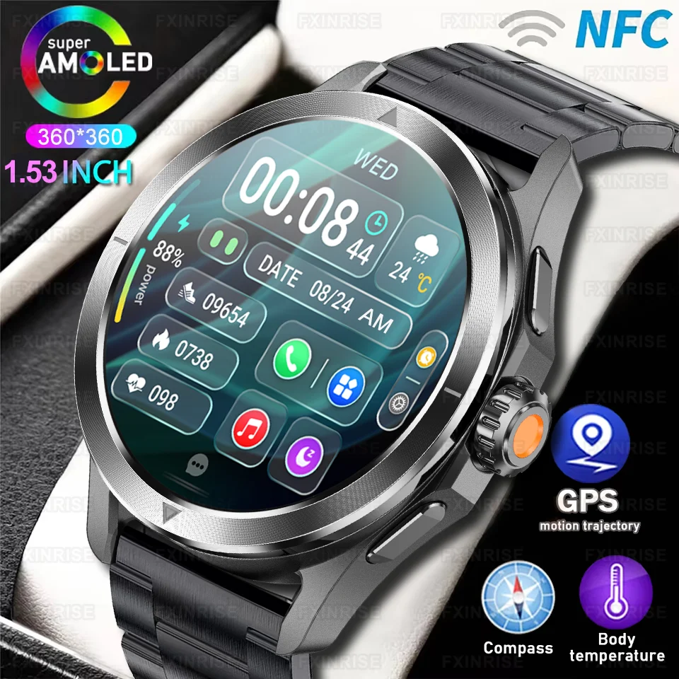 

New For Xiaomi Watch S4 GPS Smart Watch Men AMOLED Outdoor Sports Compass NFC Heart rate Blood Pressure BT Call Waterproof Watch