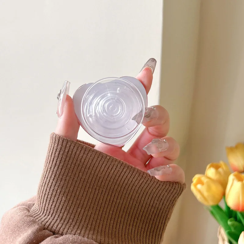 Стеклянное сердце, маленький свежий стиль Ins, кронштейн для подушки безопасности для мобильного телефона, клейкий тип, выдвижной однотонный опорный кронштейн, портативный