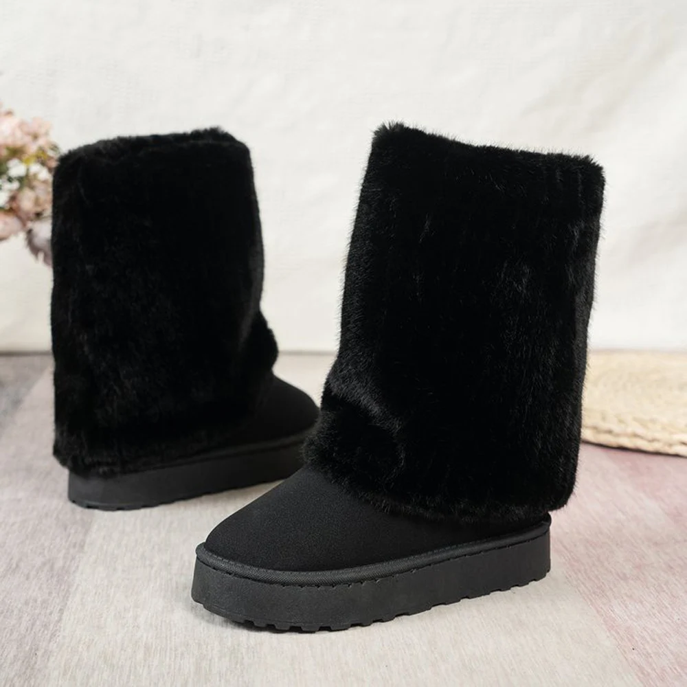 New Winter Santa cross-border thickened women\'s large plus fleece casual women\'s flat cotton shoes