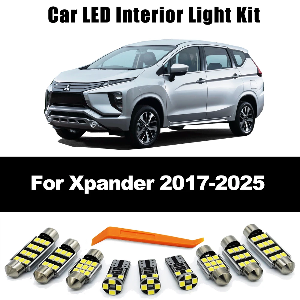 ZITWO 7Pcs Car LED Interior Light Bulb Kit For Mitsubishi Xpander 2017 2018 2019 2020 2021 2022 2023 2024 2025 Plate Trunk Lamp