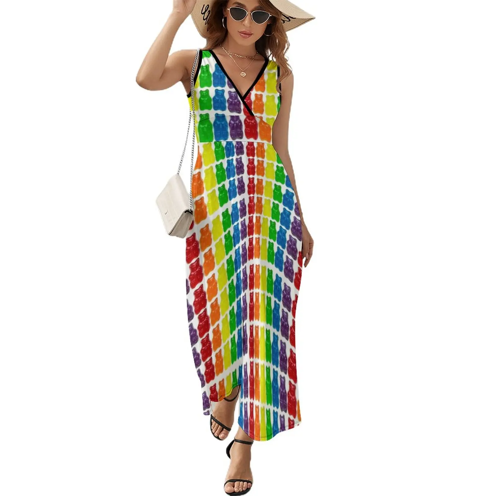 

Rainbow Of Gummi Deliciousness Sleeveless Dress evening dress women Dress vintage