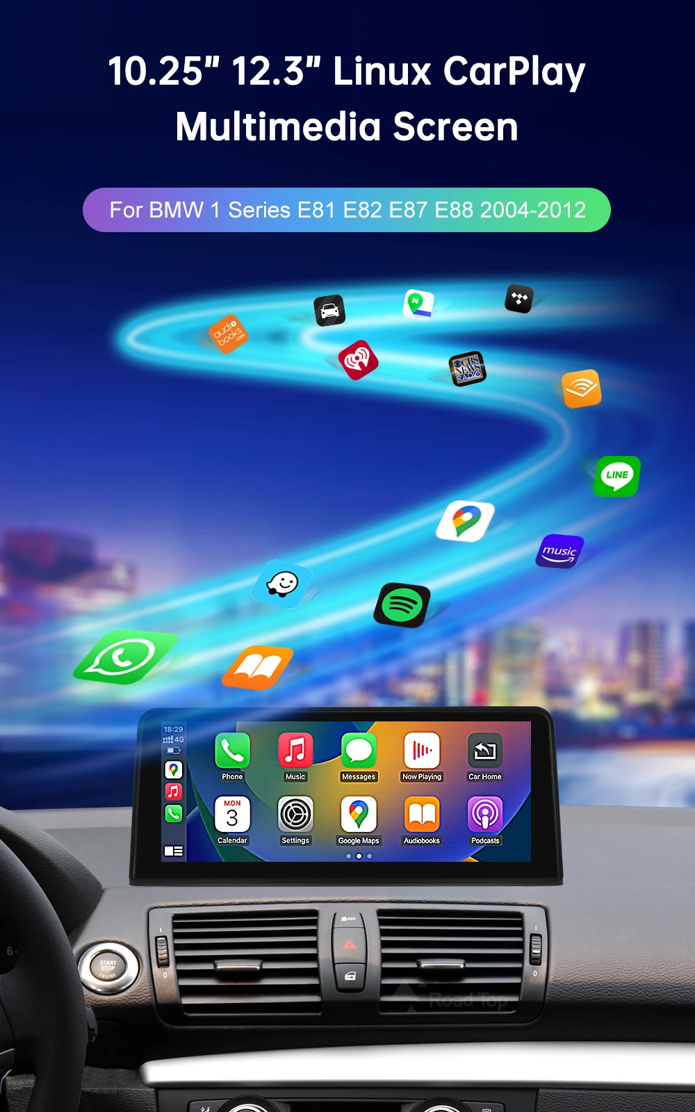 Drahtlose CarPlay Android Auto Auto Multimedia Bildschirm Für BMW 1er E81 E82 E87 E88 CCC CIC System Touch Display Auto Radio – Detail 4